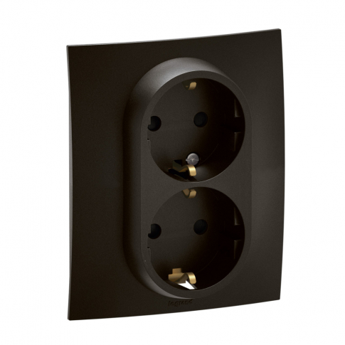LEGRAND - NOWE NILOE - GN SCH 2X2P+Z MONOBLOK Z PRZESŁONĄ ZAC AUTO 16A - 250V~ CZARNE - NP3130BK