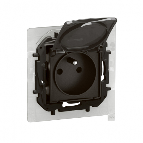 LEGRAND - NOWE NILOE - GN 2P+Z Z PRZESŁONĄ IP44 ZACISKI AUTOMATYCZNE 16A-250V~ CZARNE - NP3108BK