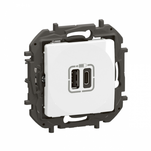 LEGRAND - NOWE NILOE - GNIAZDO 2 X USB TYP A+C - 3 A BIAŁE - NP3403WH