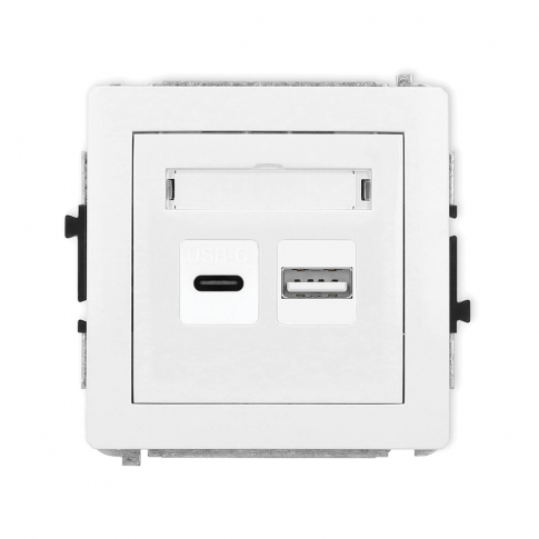 KARLIK - Mechanizm ładowarki USB podwójnej USB C + USB A, 20W max. podtynkowy IP 20, 100-240V ~, 50/60Hz DECO biały - DCUSB-8