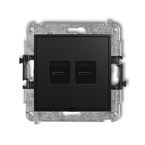 KARLIK - ŁADOWARKA PODWÓJNA 2xUSB C 20W MAX IP 20, 100-240V ~, 50/60Hz CZARNY MAT MINI - 12MCUSBBO-7