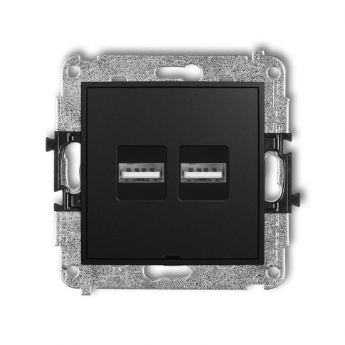 KARLIK - ŁADOWARKA PODWÓJNA 2xUSB A 15,5W MAX 5V, 3.1A IP 20, 100-240V ~, 50/60Hz CZARNY MAT MINI - 12MCUSBBO-6