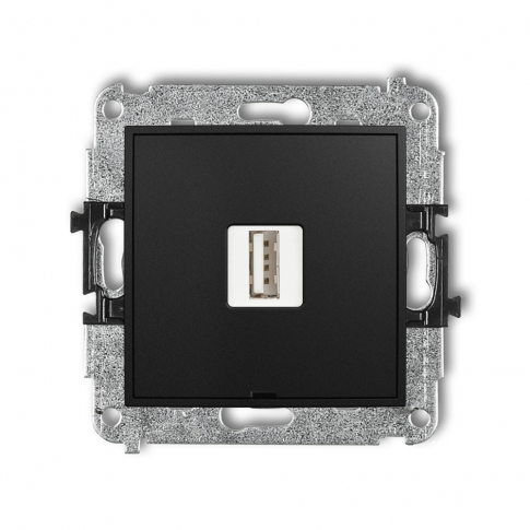 KARLIK - ŁADOWARKA POJEDYŃCZA USB A, 10W MAX 5V, 2A IP 20, 230V~ CZARNY MAT MINI - 12MCUSBBO-3