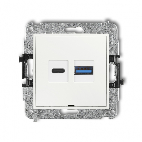 KARLIK - ŁADOWARKA PODWÓJNA USB C + USB A, 20W MAX IP 20, 100-240V ~, 50/60Hz BIAŁY MINI - MCUSBBO-8