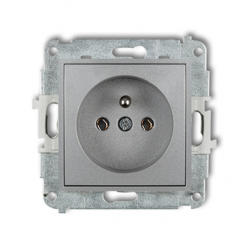 KARLIK - Mechanizm gniazda pojedynczego z uziemieniem 2P+Z (bez przesłon torów prądowych) podtynkowy IP 20, 16A 250V~ ICON srebrny metalik - 7IGP-1z