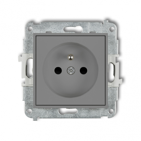KARLIK - Mechanizm gniazda pojedynczego z uziemieniem 2P+Z (przesłony torów prądowych) podtynkowy IP 20, 16A 250V~ ICON szary mat - 27IGP-1zp