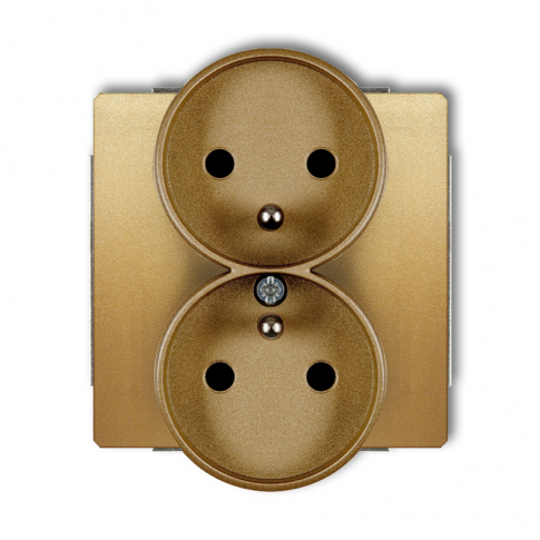 KARLIK - Mechanizm gniazda podwojnego do ramki DECO Soft, z uziemieniem 2x(2P+Z) (przesłony torów prądowych) podtynkowy IP 20, 16A 250V~ DECO złoty - 29DGPRSO-2zp