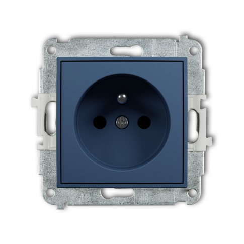 KARLIK - Mechanizm gniazda pojedynczego z uziemieniem 2P+Z (przesłony torów prądowych) podtynkowy IP 20, 16A 250V~ MINI navy blue - 64MGP-1zp