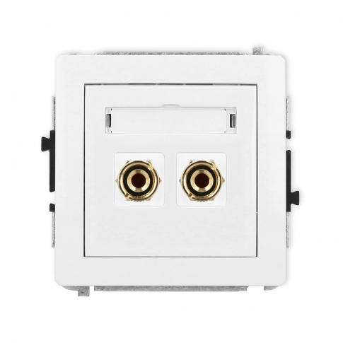 KARLIK - Mechanizm gniazda głośnikowego pojedynczego (typu banan - czerwony i czarny, pozłacany, 4 mm2, do lutowania) podtynkowy IP 20 DECO biały - DGG-3