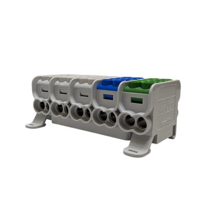 MOREK - Blok dystrybucyjny - rozdzielczy HLAK 25 5P szary, niebieski, zielony 2xAl/Cu 25mm2+16mm2 1000VAC/1500VDC  - MAG5253ABG
