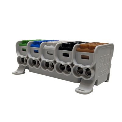MOREK - Blok dystrybucyjny - rozdzielczy HLAK 25 5P brązowy, czarny, szary, niebieski, zielony 2xAl/Cu 25mm2+16mm2 1000VAC/1500VDC  - MAG5251CSX
