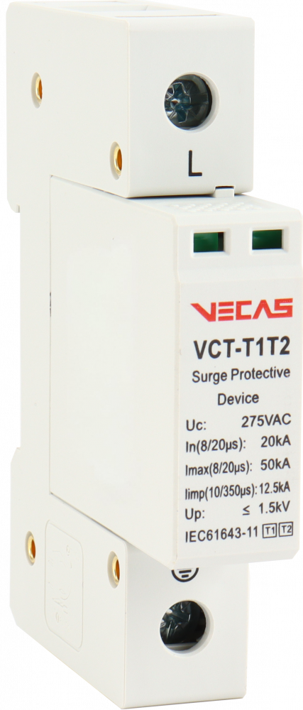 KKLN - Ogranicznik przepięć T1T2 (B+C) 275V AC 12,5kA 1,5kV 1P - VCS-VCT-T1T2-AC-12.5-1P