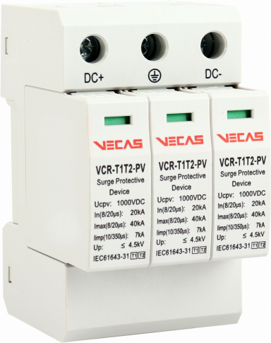 KKLN - Ogranicznik przepięć PV T1T2 (B+C) 1000V DC 7kA 4,5kV 3P - VCS-VCR-T1T2-PV-7-3P