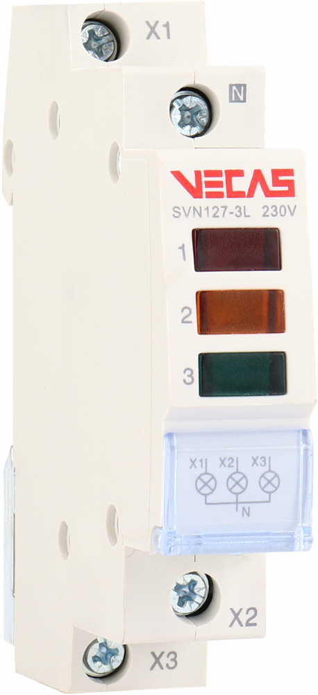 KKLN - Lampka sygnalizacyjna 3 LED czerwono-pomarańczowo-zielona 230V AC 1P - VCS-SVN127-3L-ROG-1P