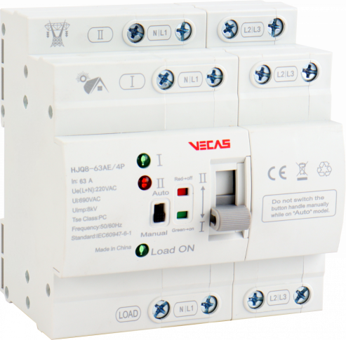 KKLN - Automatyczny przełącznik zasilania 63A 230V AC 4P - VCS-HJQ8-63AE-230-4P