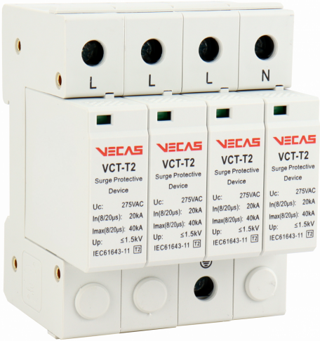 KKLN - Ogranicznik przepięć T2 (C) C40 275V AC 20kA 1,5kV 4P - VCS-VCT-T2-AC-C40-275-4P