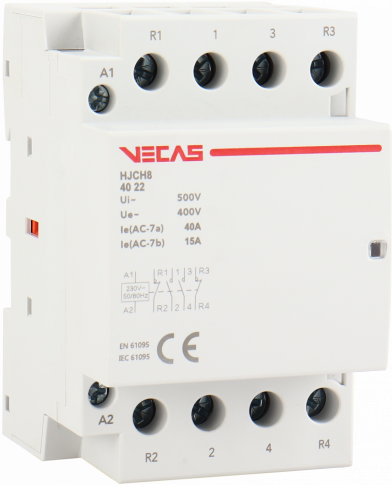 KKLN - Stycznik modułowy 40A 2NO+2NC 230V AC - VCS-HJCH8-40-22-230