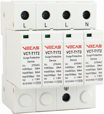 KKLN - Ogranicznik przepięć T1T2 (B+C) 275V AC 7kA 1,5kV 4P - VCS-VCT-T1T2-AC-7-4P