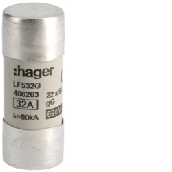 HAGER - WKŁADKA BEZPIECZNIKOWA 22X58MM 32A GG ZWŁOCZNA - LF532G
