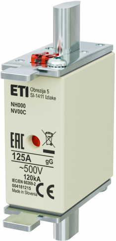 ETI - WKŁADKA TOPIKOWA NH - ZWŁOCZNA / KOMBI NH000 GG 125A/500V - 004181215