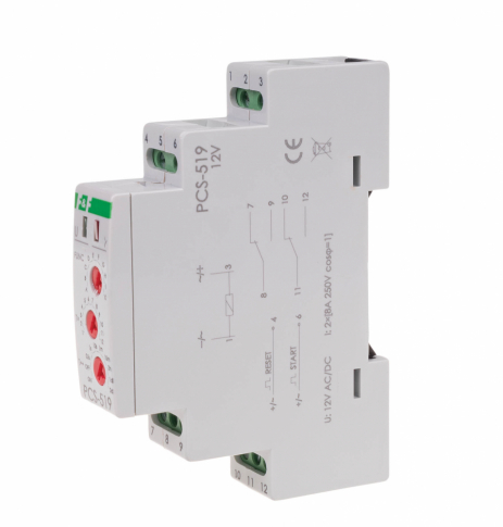 F&F - Przekaźnik czasowy 10-funkcji, styki 2NO/NC 12V PCS-519 12V - PCS-519-12V