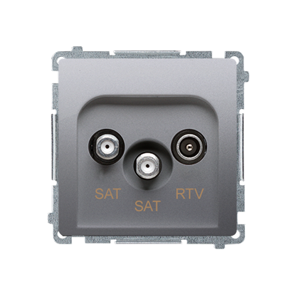 KONTAKT SIMON - Gniazdo antenowe satelitarne podwójne końcowe SAT-SAT-RTV, (moduł). 2xwejście: SAT: 5–2400 MHz, RTV: 5–862 MHz; stal inox - BMZAR+SAT3.1-P2.01/21