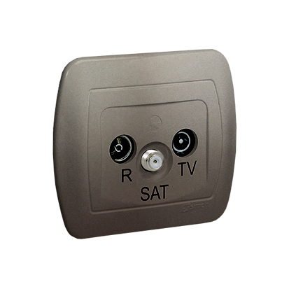 KONTAKT SIMON - Gniazdo antenowe R-TV-SAT przelotowe; satynowy - AASP/29