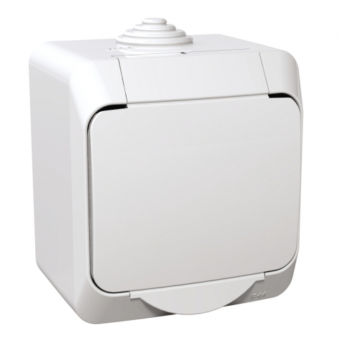 SCHNEIDER ELECTRIC - GNIAZDO POJEDYNCZE Z KLAPKĄ BIAŁE CEDAR PLUS  - WDE000540