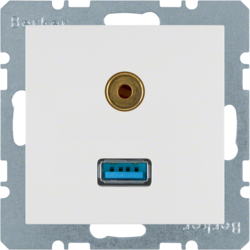 HAGER - GNIAZDO USB / 3.5 MM AUDIO BIAŁY POŁYSK S.1/B.KWADRAT/B.3/B.7 - 3315398989