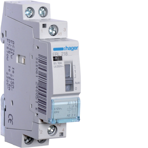 HAGER - PRZEKAŹNIK INSTALACYJNY 12VAC 1NO+1NC 16A - ERL218