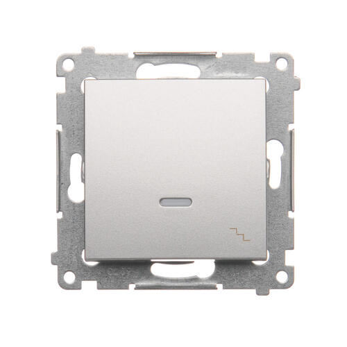 KONTAKT SIMON - ŁĄCZNIK SCHODOWY POJEDYNCZY Z PODŚWIETLENIEM LED ZACISKI AUTOMATYCZNE 10AX 250V SREBRNY MAT SIMON 54 - DW6L.01/43