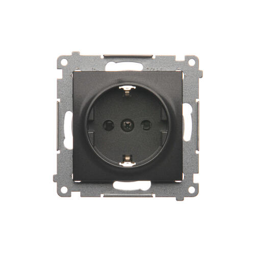KONTAKT SIMON - Gniazdo Schuko z przesłonami (moduł) 16A, 250V~, szybkozłącza; antracyt - DGSz1CZ.01/48