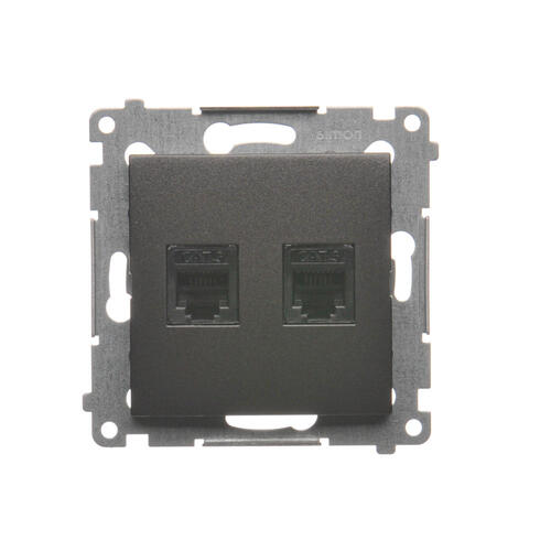KONTAKT SIMON - GNIAZDO TELEFONICZNE PODWÓJNE ANTRACYT SIMON 54 - DT2.01/48