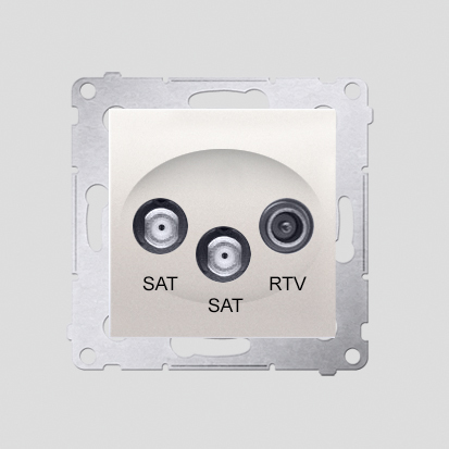KONTAKT SIMON - Gniazdo antenowe satelitarne podwójne SAT-SAT-RTV (moduł); kremowy - DASK2.01/41