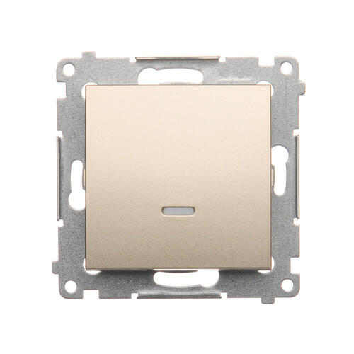 KONTAKT SIMON - Łącznik jednobiegunowy z podświetleniem LED (moduł) 10AX, 250V~, szybkozłącza; złoty mat - DW1L.01/44