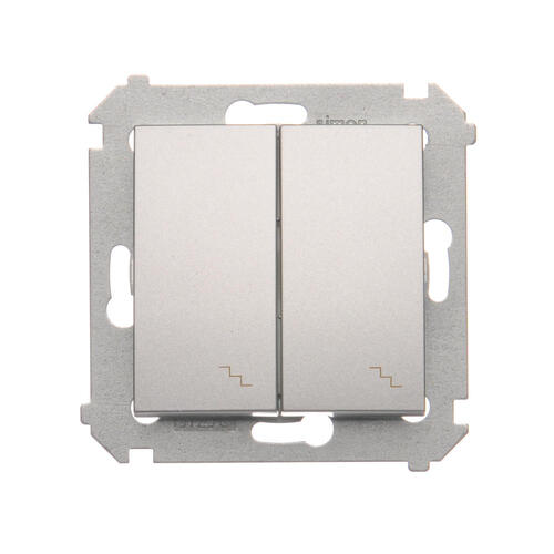 KONTAKT SIMON - Łącznik schodowy podwójny z podświetleniem (moduł) 10AX, 250V~, zaciski śrubowe; srebrny mat - DW6/2L.01/43