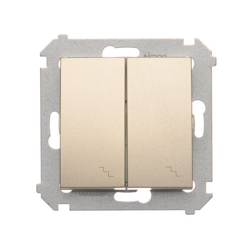 KONTAKT SIMON - Łącznik schodowy podwójny z podświetleniem (moduł) 10AX, 250V~, zaciski śrubowe; złoty mat - DW6/2L.01/44