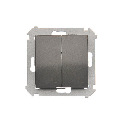 KONTAKT SIMON - Łącznik schodowy podwójny z podświetleniem (moduł) 10AX, 250V~, zaciski śrubowe; antracyt - DW6/2L.01/48