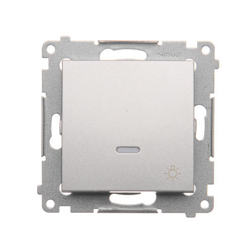 KONTAKT SIMON - Przycisk „światło” z podświetleniem LED (moduł) 10AX, 250V~, szybkozłącza; srebrny mat - DS1L.01/43
