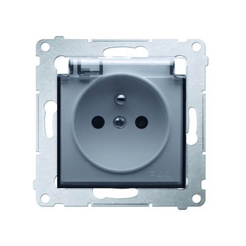 KONTAKT SIMON - GNIAZDO POJEDYNCZE Z UZIEMIENIEM 2P+Z Z PRZESŁONAM BEZ USZCZELKĄ Z KLAPKĄ ZACISKI ŚRUBOWE 16A 250V IP44 BIAŁY SIMON 54 - DGZ1BUZ.01/11A