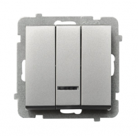 OSPEL - ŁĄCZNIK POTRÓJNY Z PODŚWIETLENIEM ZACISKI AUTOMATYCZNE 10AX 250V IP20 SREBRNY MAT SONATA - ŁP-13RS/m/38