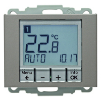 HAGER - REGULATOR TEMPERATURY ZE STEROWANIEM CZASOWYM I ELEMENTEM CENTRALNYM STAL SZLACHETNA LAKIEROWANA - 20447104