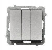 OSPEL - ŁĄCZNIK POTRÓJNY ZACISKI AUTOMATYCZNE 10AX 250V IP20 SREBRO MAT SONATA - ŁP-13R/m/38
