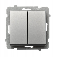 OSPEL - ŁĄCZNIK ZWIERNY PODWÓJNY ZACISKI AUTOMATYCZNE 10AX 250V IP20 SREBRNY MAT SONATA - ŁP-17R/m/38