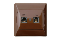 OSPEL - GNIAZDO KOMPUTEROWO-TELEFONICZNE RJ45 KAT. 5E+RJ11 4-STYKI BRĄZOWY AKCENT - GPKT-A/F/24