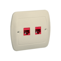 KONTAKT SIMON - Gniazdo komputerowe RJ45 podwójne, kategoria 5e. Montaż do puszki na wkręty; beż - AF52/12