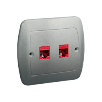 KONTAKT SIMON - Gniazdo komputerowe RJ45 podwójne, kategoria 5e. Montaż do puszki na wkręty; aluminiowy - AF52/26
