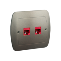 KONTAKT SIMON - Gniazdo komputerowe RJ45 podwójne, kategoria 5e. Montaż do puszki na wkręty; satynowy - AF52/29