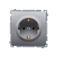 KONTAKT SIMON - Gniazdo wtyczkowe z uziemieniem Schuko (moduł) z przesłonami torów prądowych,16A, 250V~, zaciski śrubowe; stal inox - BMGSZ1Z.01/21