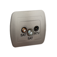 KONTAKT SIMON - Gniazdo antenowe SAT-SAT-RTV końcowe; satynowy - AZAR+SAT3.1-P2/29